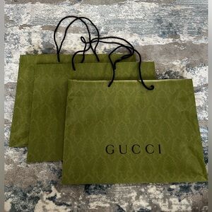 Three Gucci Green Shopping Bags